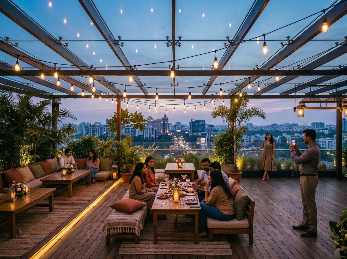 Creators capturing the tasting menu at dusk